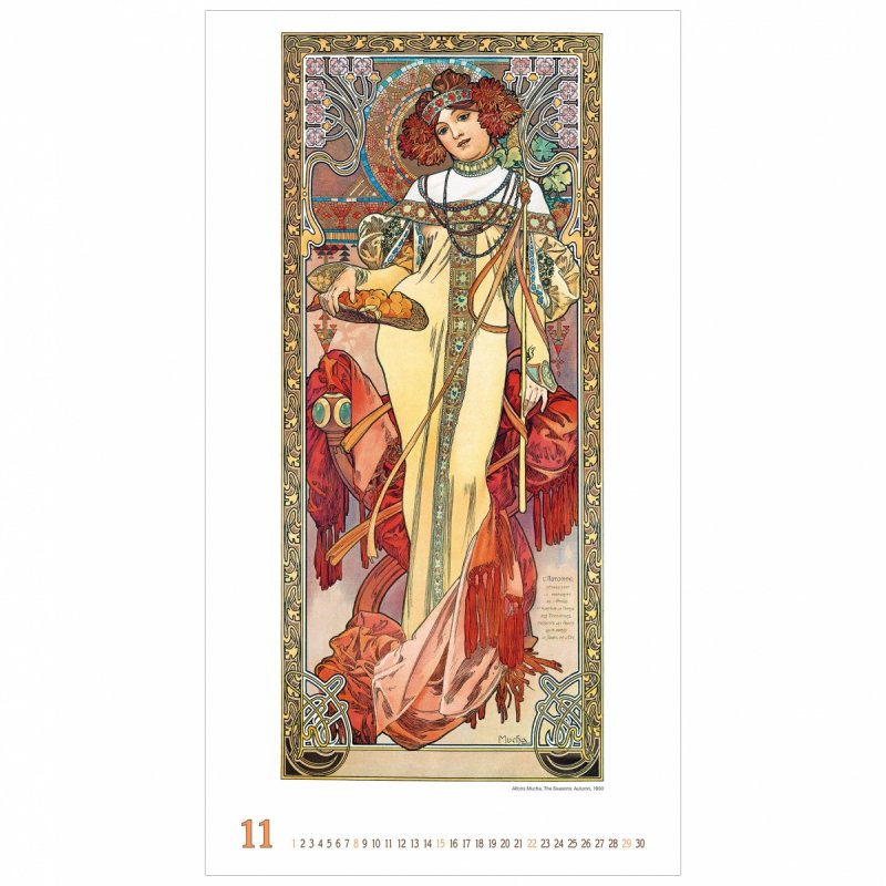 C06 Kalendarz ścienny wieloplanszowy Alfons Mucha 2026 Z NADRUKIEM