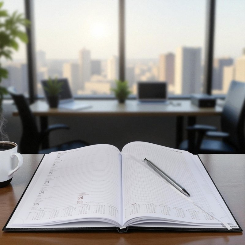 Kalendarz książkowy 2026 A4 TYGODNIOWY Z NOTESEM papier biały drukowane registry oprawa VIVELLA EXCLUSIVE czerwona