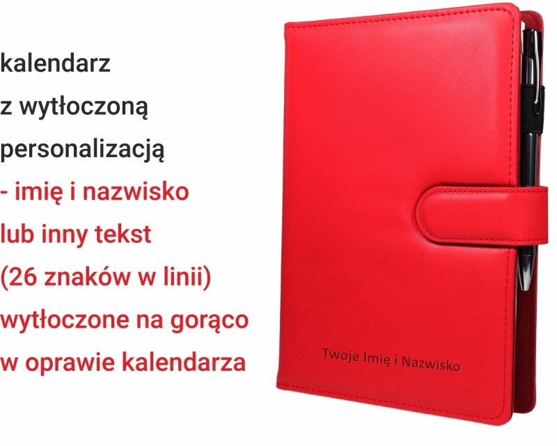 kalendarz dla wychowawcy z tłoczonym imieniem i nazwiskiem na okładce