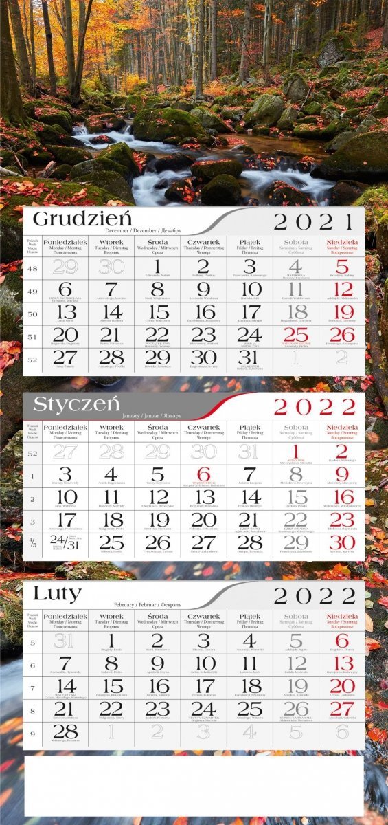 Kalendarz trójdzielny 2022 POSTER STRUMIEŃ GÓRSKI  (kalendarium 11)