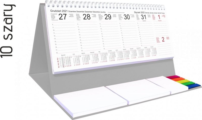 Kalendarz biurkowy z notesami i znacznikami EXCLUSIVE PLUS 2022 pomarańczowy