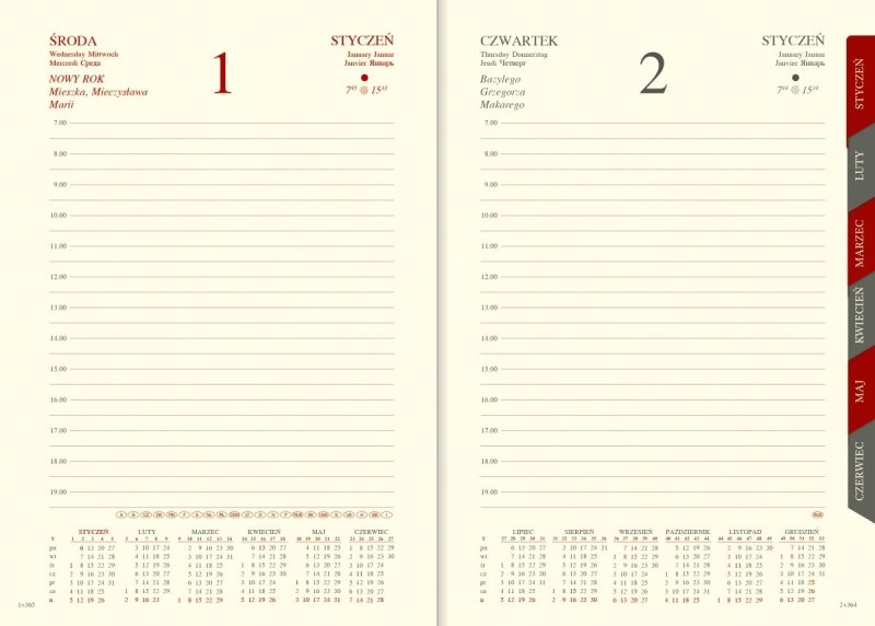 Kalendarz książkowy 2022 B6 dzienny papier chamois wycinane registry oprawa z zamykaniem na gumkę ROSSA VIU czarna