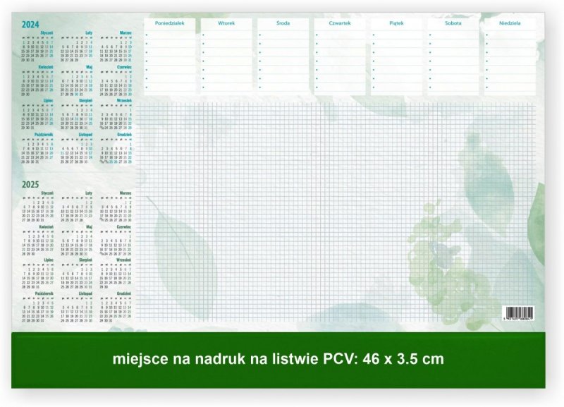 Ekologiczny biuwar B3 na rok 2024 26-kartkowy z listwą PCV zieloną
