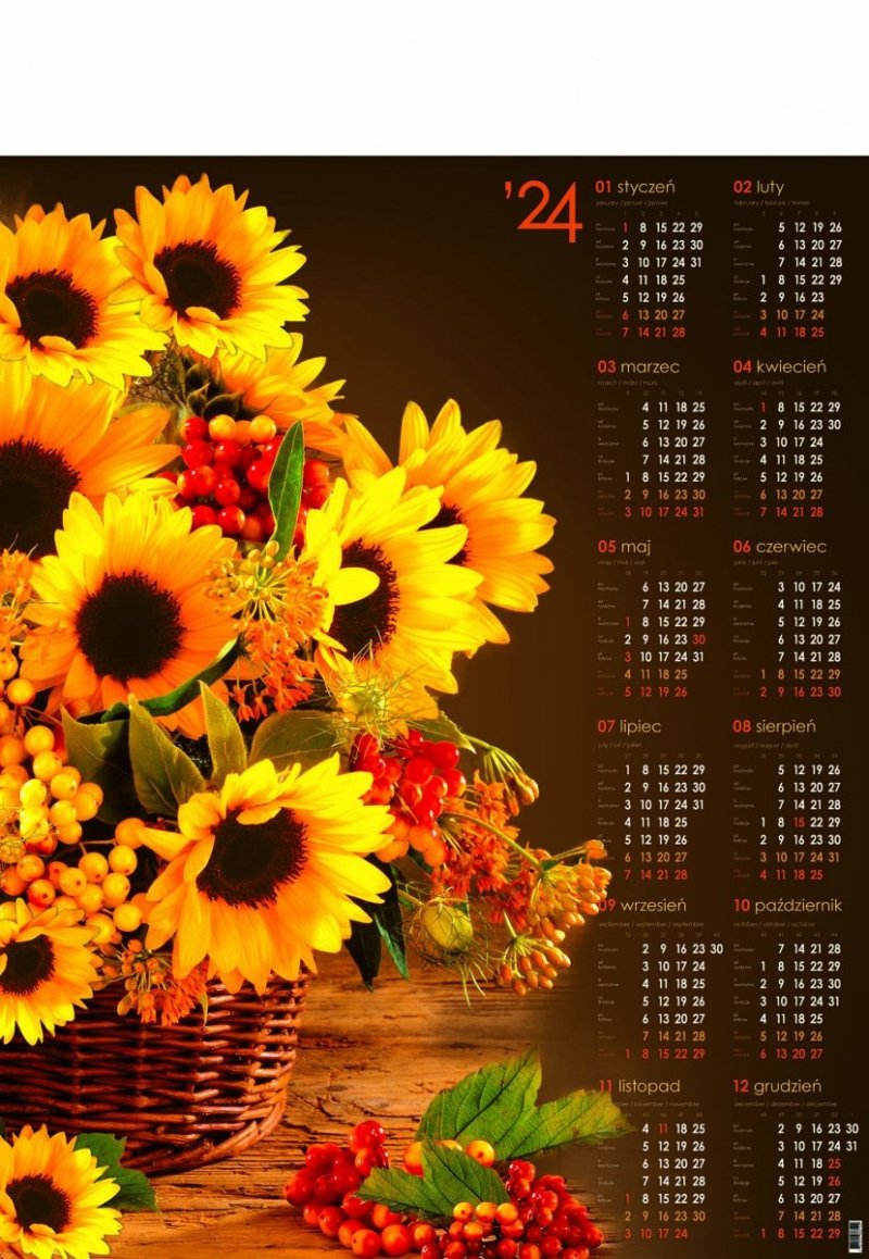 Kalendarz plakatowy B1/10 Słoneczniki 2024