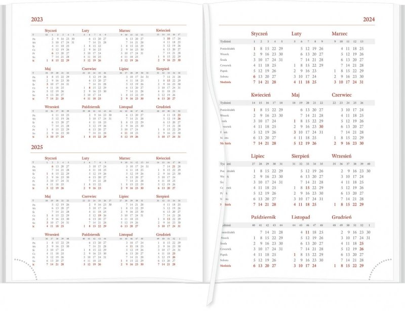kalendarz książkowy na rok 2024 - planer roku 2023 i 2024