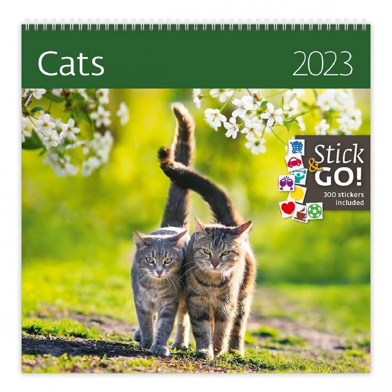 Kalendarz ścienny wieloplanszowy Cats 2023 z naklejkami - okładka