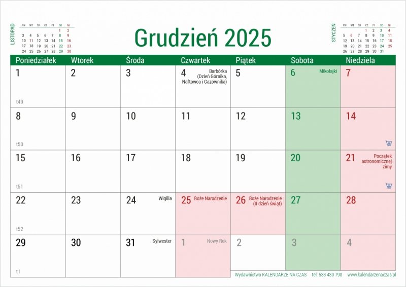 Kalendarz biurkowy stojący PLANO 2025 ciemnozielony