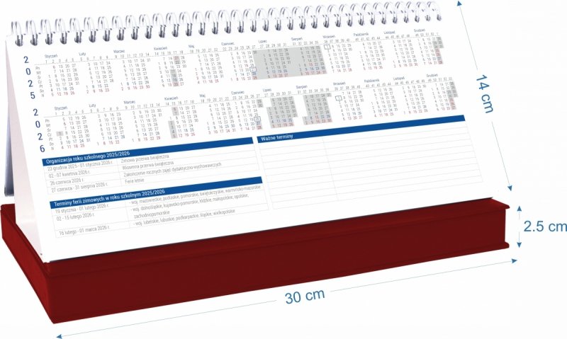 wymiary kalendarza szkolnego tygodniowego dla nauczycieli na rok 2025/2026