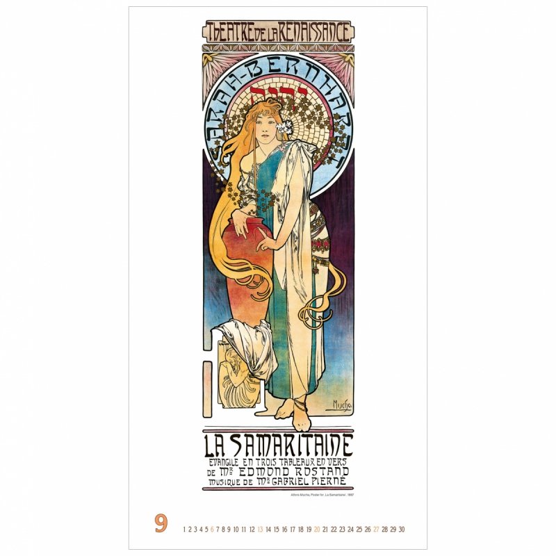 C06 Kalendarz ścienny wieloplanszowy Alfons Mucha 2026 Z NADRUKIEM