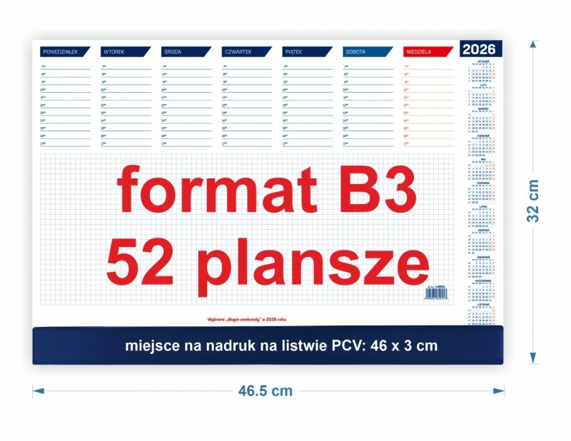 podkład na biurko w formacie B3 z miejscem na notatki 