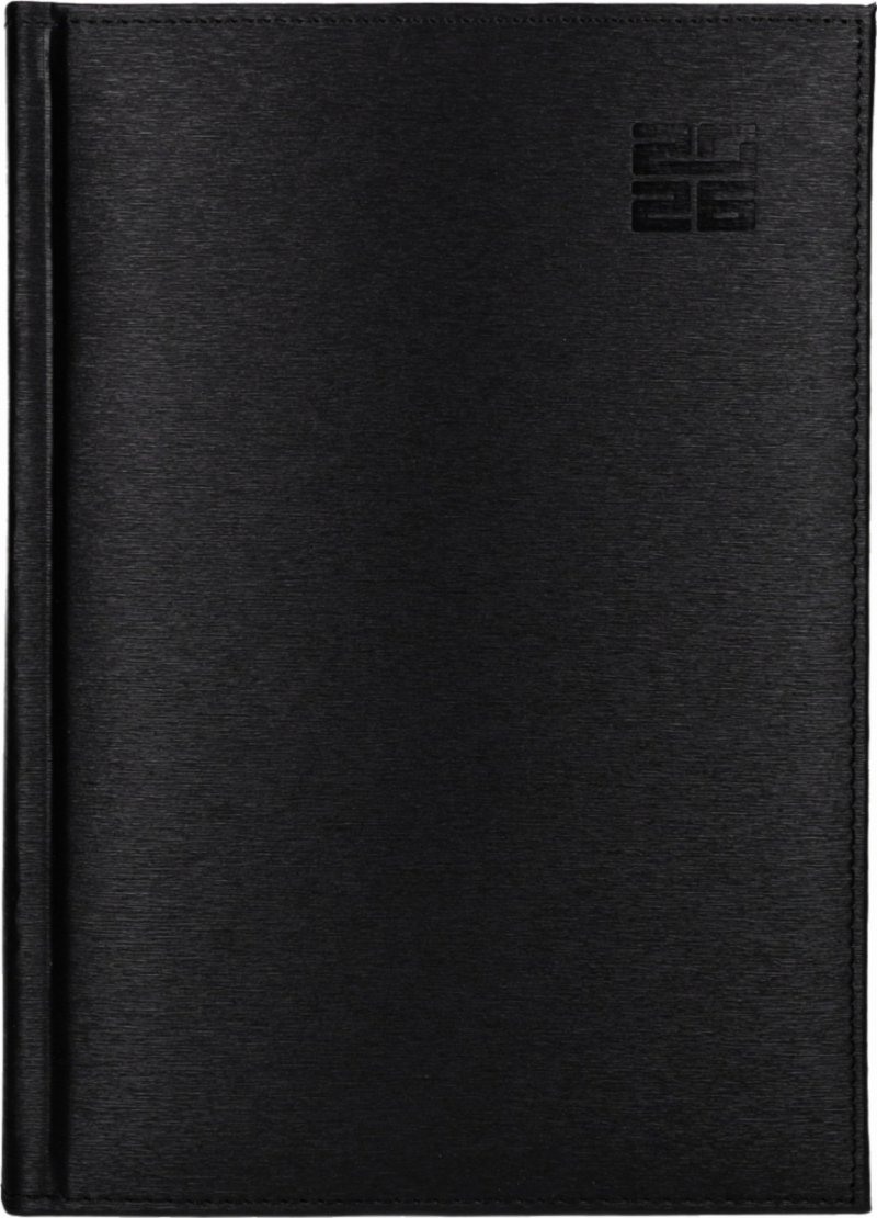 Kalendarz książkowy 2026 A5 dzienny papier biały drukowane registry oprawa ALUMINIUM czarna