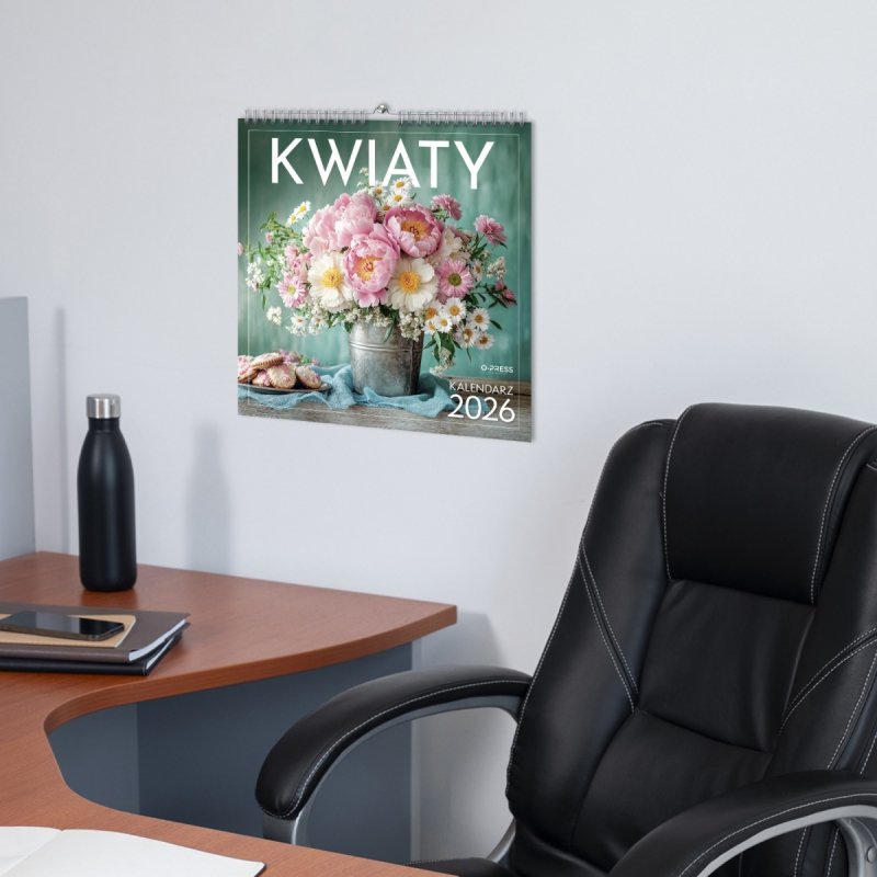 Kalendarz ścienny wieloplanszowy 33x33 cm KWIATY 2026