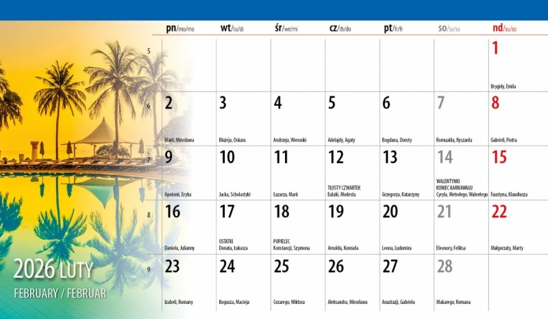 biurowy kalendarz miesięczny