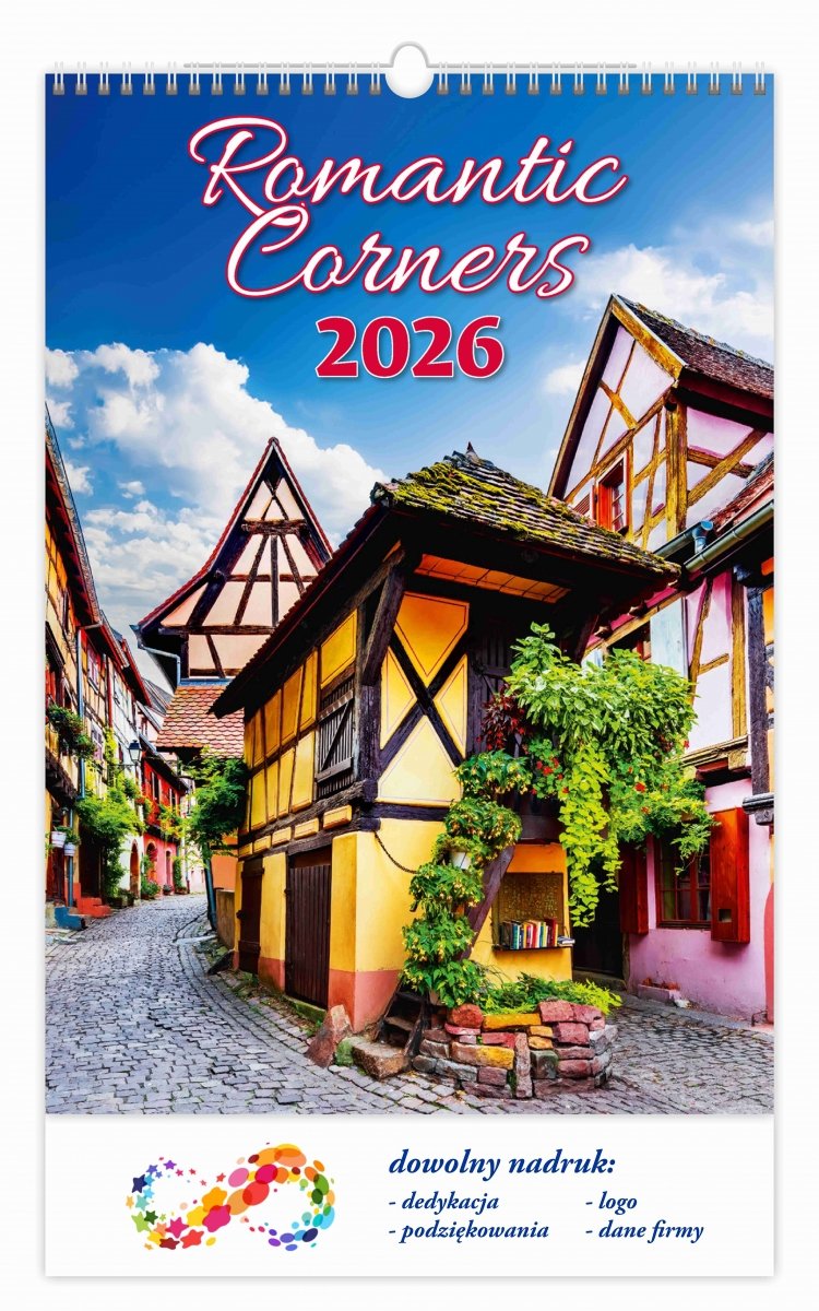 H19 Kalendarz ścienny wieloplanszowy Romantic Corners 2026 Z NADRUKIEM