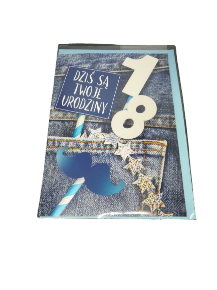 Kartka urodzinowa 18-STKA z brokatem