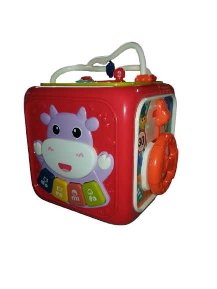 Kostka edukacyjna interaktywna pianinko 6w1 Bibi-inn różowa sorter przeplatanka