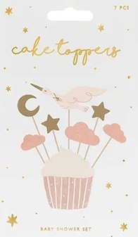 Dekoracje do muffinek babeczek - Bocian 11cm-12cm 7 sztuk toper