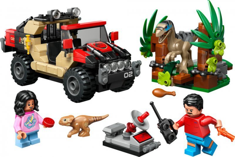 Klocki Lego Ucieczka terenówką przed raptorem