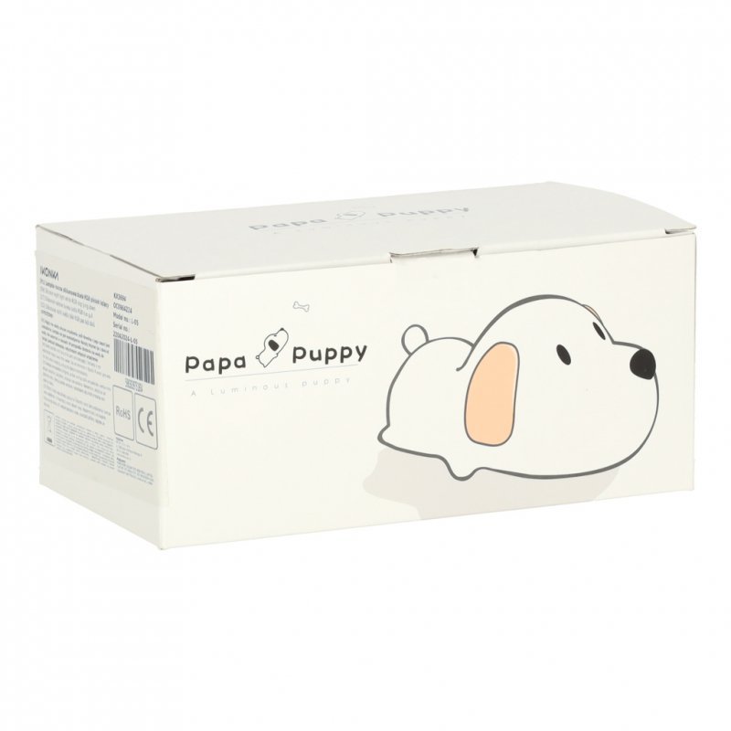 Lampka nocna dla dzieci silikonowa dotykowa miękka LED USB biała piesek leżący