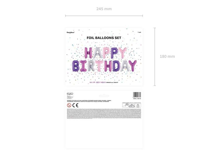 Balon kolorowy foliowy dekoracja urodzinowa Happy Birthday tęczowa 340cm x 35cm