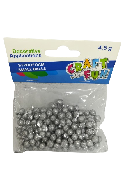 OZDOBA DEKORACYJNA STYROPIANOWE KULKI SREBRO 8MM 4,5G