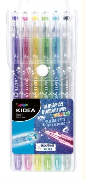 DŁUGOPISY DIAMENTOWE Z BROKATEM 6KOL.