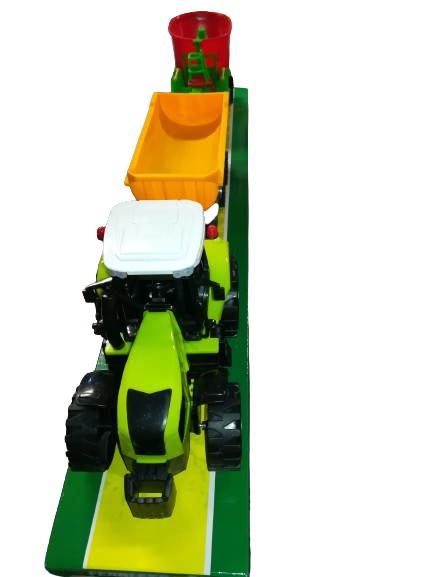 TRAKTOR zielony z 2 przyczepami