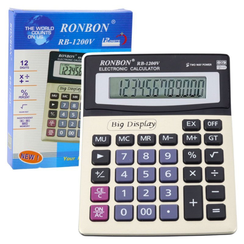 Kalkulator Biurowy Ronbon RB-1200V Duży Wyświetlacz 12-Cyfrowy