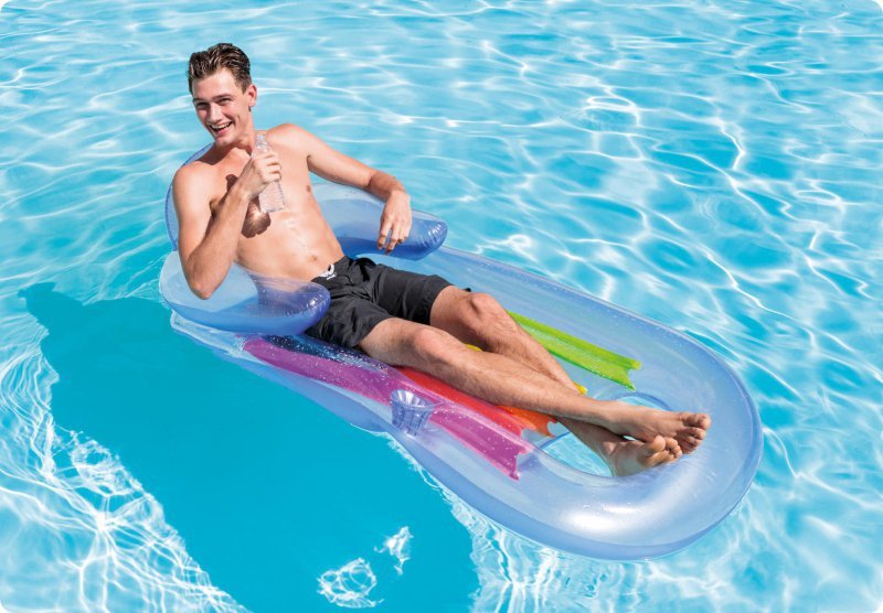 Fotel plażowy materac leżak na basen niebieski