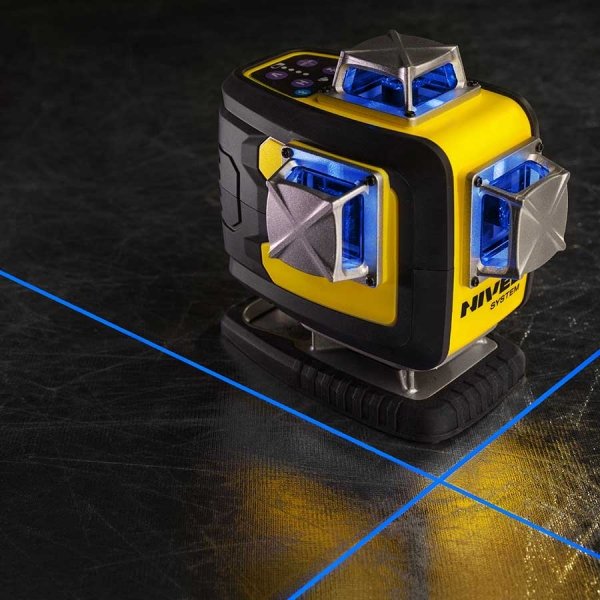 Nivel System CL4D-P Fioletowy multi-laser krzyżowy (4 x 360°), Bluetooth + Tyczka LP36