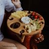 Okrągły stoliczek do wina nr12 - jasny dąb - grawer