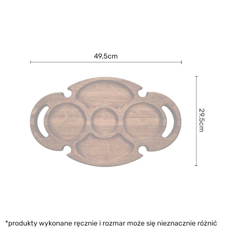 Owalny stoliczek do wina nr3 z uchwytami - ciemny dąb - mechaniczne blokady - grawer