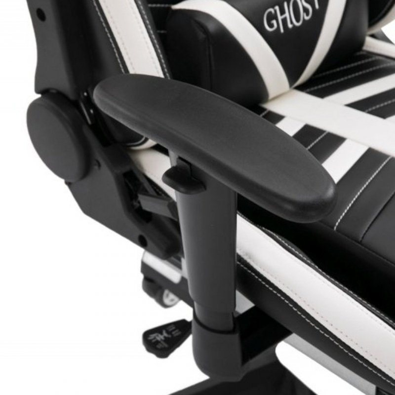 Fotel gamingowy rozkładany z podnóżkiem GHOST-SIX kolor czarno biały