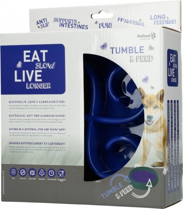 Z ekspozycji! Eat Slow Live Longer TUMBLE FEEDER miska spowalniająca niebieska dla psa i kota