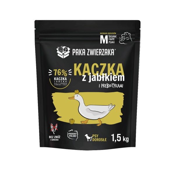 Paka Zwierzaka Karma sucha Kaczka z jabłkiem &quot;M&quot; 1,5kg