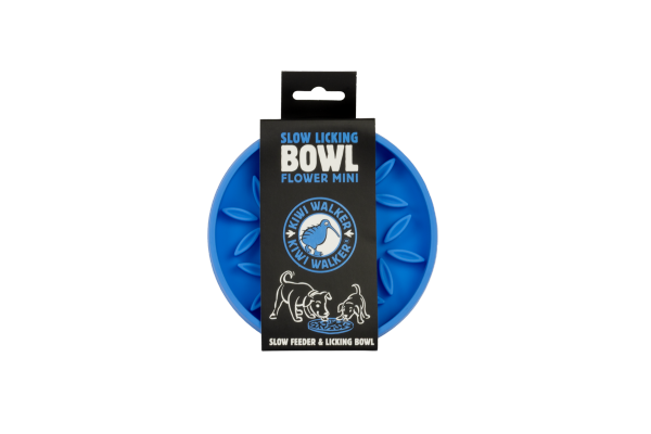 Kiwi Walker Slow Licking Bowl Flower Mini – miska spowalniająca jedzenie i lizanie dla psa i kota niebieska