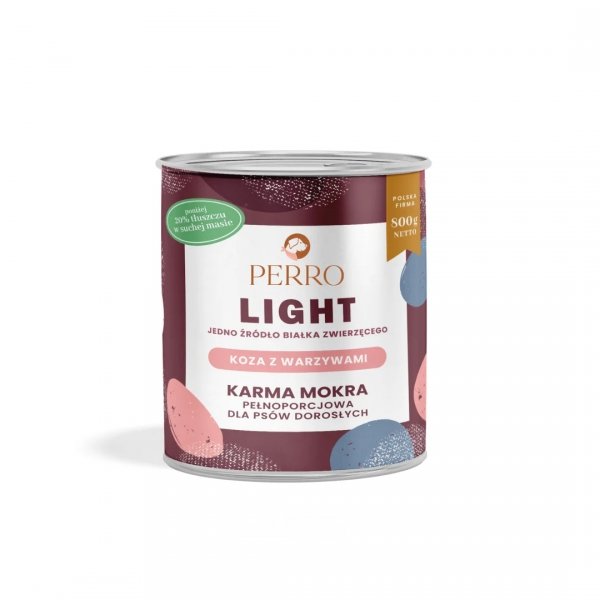 PERRO Karma mokra Light Koza z warzywami – monobiałkowa formuła dla psów dorosłych 800g
