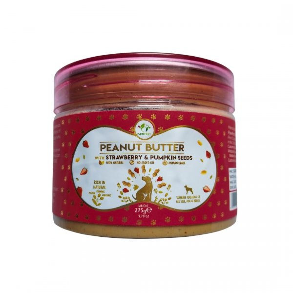 PAWFECT Peanut Butter STRAWBERRY &amp; PUMPKIN SEEDS Masło orzechowe z truskawkami i nasionami dyni 275g
