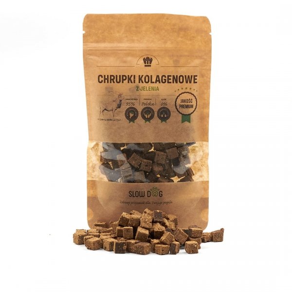 SLOW DOG Chrupki kolagenowe z jelenia 100g Przysmak dla psa