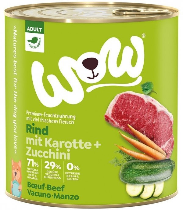 WOW Rind - wołowina z marchewką i cukinią (800g)
