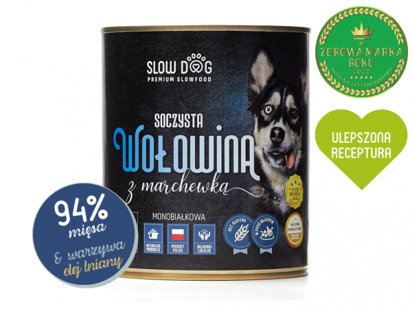 SLOW DOG Soczysta wołowina z marchewką 850g