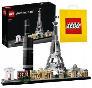 Zestaw Prezent LEGO Architecture 21044 Paryż Wieża Eiffla Luwr + Torba
