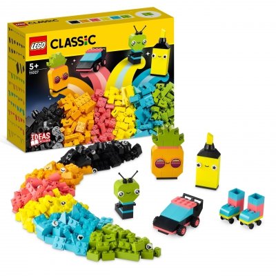 Zestaw Prezent LEGO Classic 11027 Kreatywna Zabawa Neonowymi Kolorami Torba