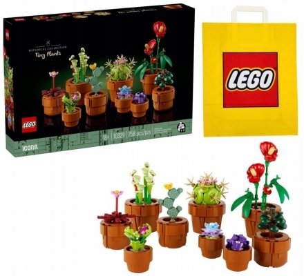 Zestaw Prezent Klocki LEGO ICONS 10329 Małe Roślinki Kwiaty + Torba