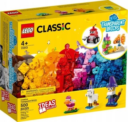 Zestaw Prezent LEGO Classic 11013 Kreatywne Przezroczyste Klocki 4+ Torba