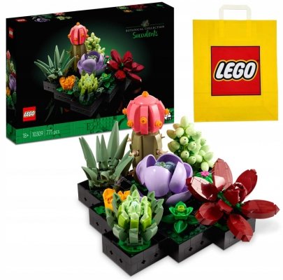 Zestaw Prezent Klocki LEGO ICONS 10309 Botanical Sukulenty Kwiaty + Torba