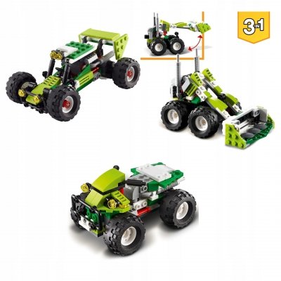 Zestaw Prezent Klocki LEGO CREATOR 31123 ŁAZIK BUGGY 3w1 ŁADOWARKA QUAD 7+