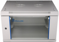 Szafka wisząca rack 6U 600x450 szara szklane drzwi 
