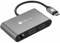 Adapter TECHLY IADAP USB31-DOCK3 USB-C - HDMI/VGA/RJ45/USB-C PD/USB-A/MicroSD/SD 