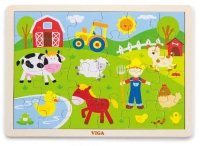 Viga 50197 Puzzle na podkładce 24 elementy - farma 